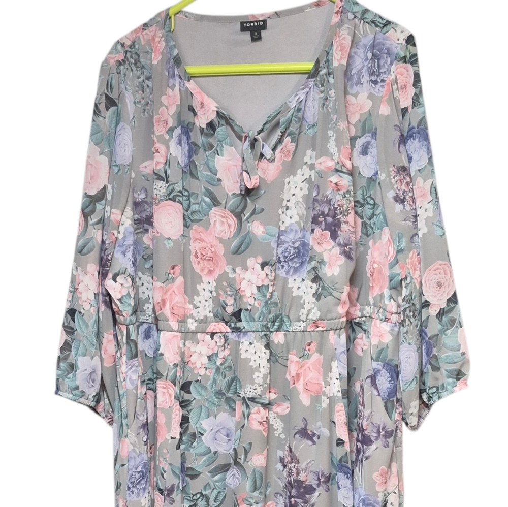 Torrid Floral Midi Dress Pastel Colors Plus Size 3X - Picture 4 of 12